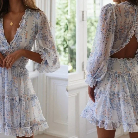 Hello Molly | Dresses | Hello Molly Floral Ruffle Chiffon Dress | Poshmark